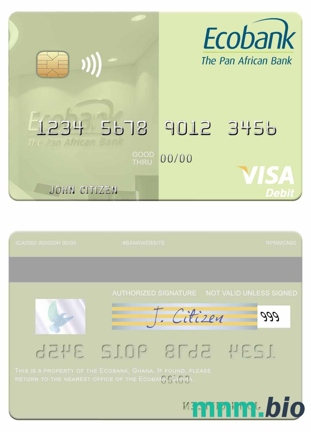 Ghana Ecobank Ghana visa debet karta przykład w formacie PSD
